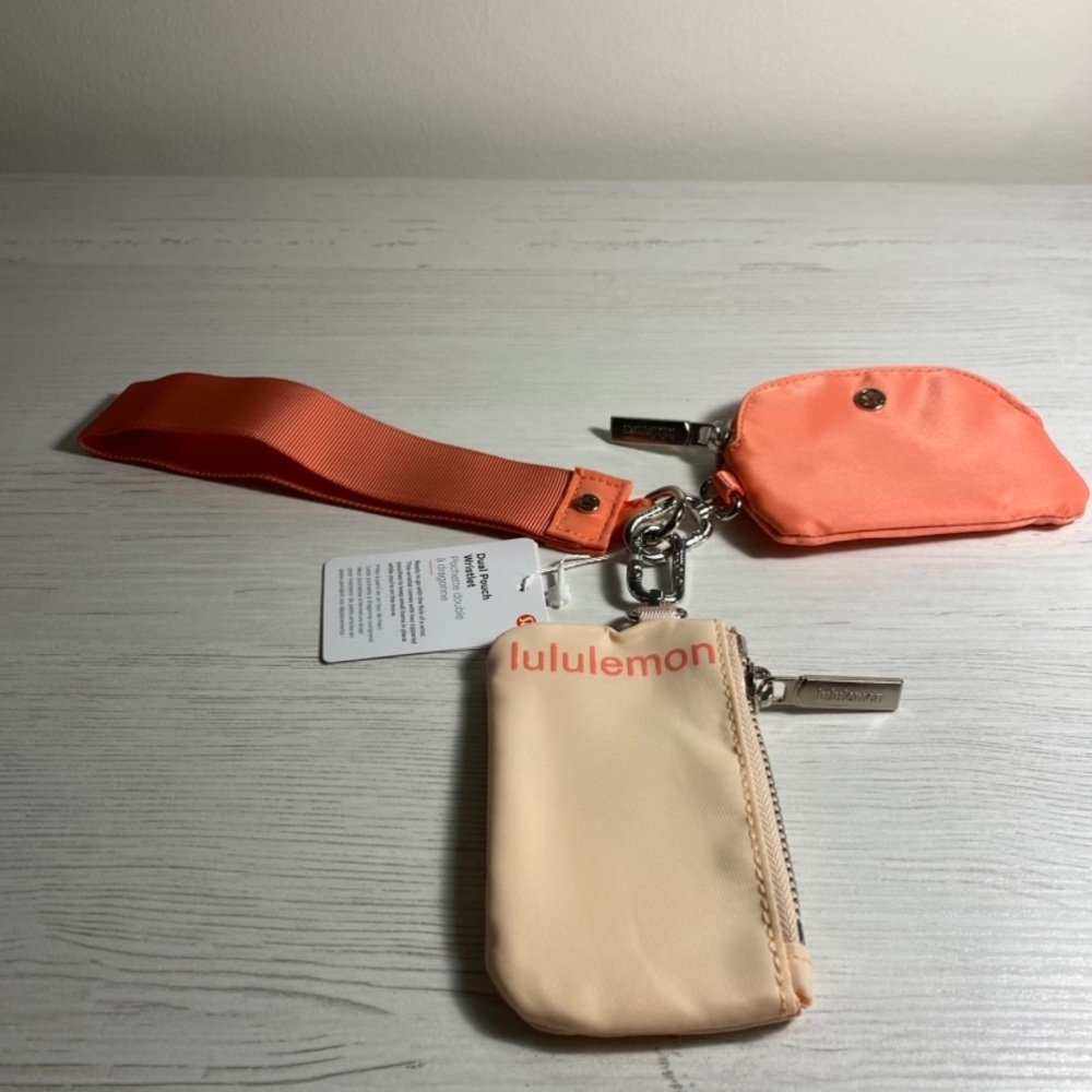 Lululemon Coral and Apricot Pouch Set